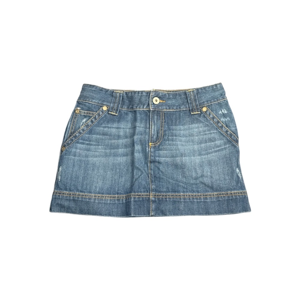 Old Navy Ultra Low Waist Denim Mini Skirt Size 6 Y2K Medium Wash Cotton